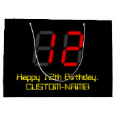 12e verjaardag: Red Digital Clock Style "12" + naa Groot Cadeauzakje (Achterkant)