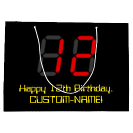 12e verjaardag: Red Digital Clock Style "12" + naa Groot Cadeauzakje