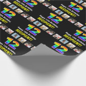 12e verjaardag: Regenboog "12"; Aangepaste foto's  Cadeaupapier (Hoek)