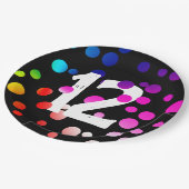 12e verjaardag RegenboogStippen op zwart Papieren Bordje (Gekanteld)