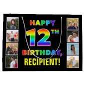 12e verjaardag: Regenboogtekst, aangepaste foto's Groot Cadeauzakje (Achterkant)