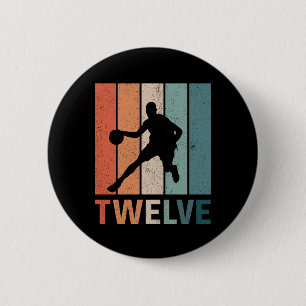 12e verjaardag Retro basketbal liefhebbers 12 jaar Ronde Button 5,7 Cm