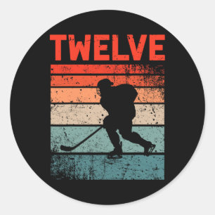12e verjaardag Retro Ice Hockey 12 jaar oude jonge Ronde Sticker