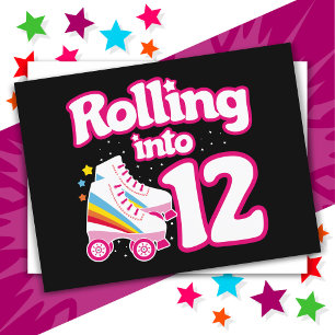 12e verjaardag Roller Skate 12 jaar oud schaatsen Briefkaart