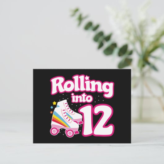 12e verjaardag Roller Skating 12 jaar oud schaats Briefkaart (Staand voorkant)