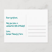 12e verjaardag: Roze strepen & harten, Regenboog 1 Briefkaart (Achterkant)