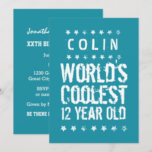 12e verjaardag 's werelds oudste 12-jarige Blauwgr Kaart (Voorkant / Achterkant)