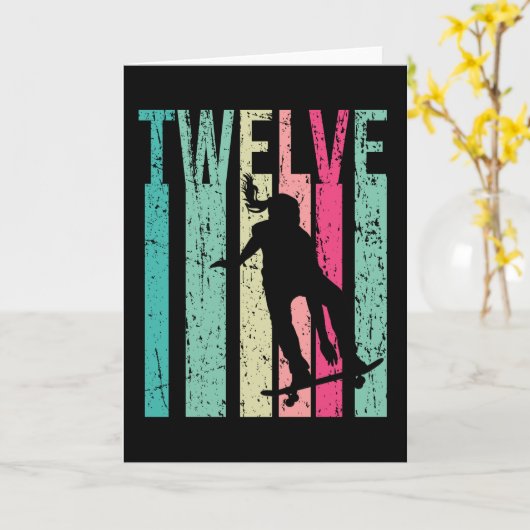 12e verjaardag skateboarder skateboarden 12 kaart (Gele Bloem)