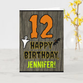 12e verjaardag: Spooky Halloween Thema, aangepaste Kaart (Gele Bloem)