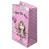 12e verjaardag Staartmeisje met roze ballon Klein Cadeauzakje (Voorkant Gekanteld)
