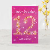 12e verjaardag - Star-nummer - Roze/Paars - leefti Kaart (Gele Bloem)