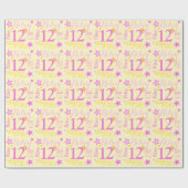 12e verjaardag ster aangepaste naam gele roze cadeaupapier (Vlak)