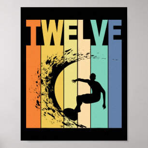 12e verjaardag surfen strand thema 12 jaar oud Bo Poster