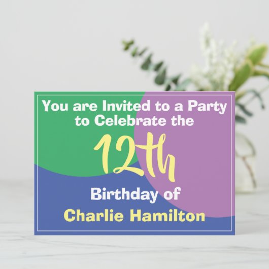 12e verjaardag uitnodiging (Staand voorkant)