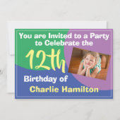 12e verjaardag Uitnodiging met foto (Voorkant)