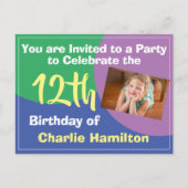 12e verjaardag Uitnodiging met foto-Briefkaart (Voorkant)