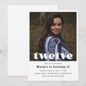 12e verjaardag uitnodiging | Minimale verjaardag (Voorkant / Achterkant)