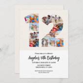 12e verjaardag uitnodiging - nummer 12 (Voorkant / Achterkant)