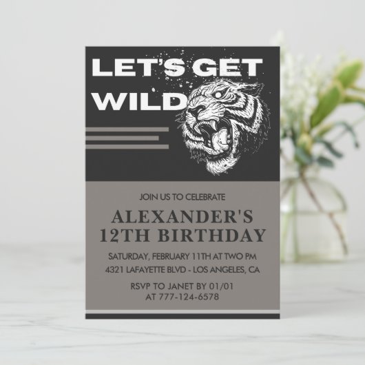 12e verjaardag uitnodigingen Boy Party Let's Get W (Staand voorkant)