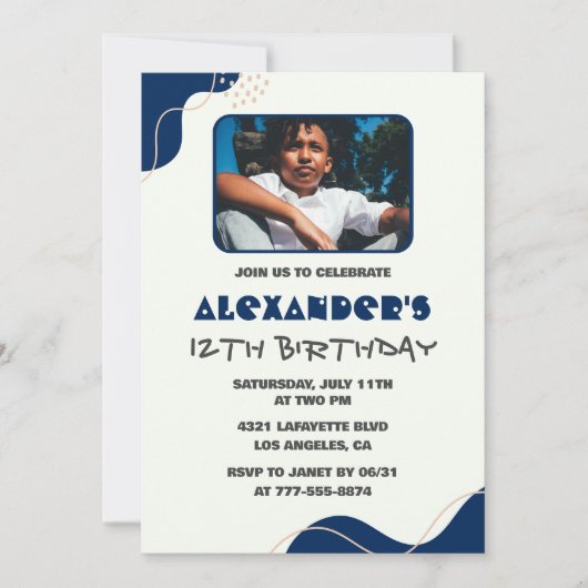 12e verjaardag uitnodigingen Jongen Marine Eenvoud (Voorkant)