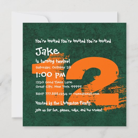 12e verjaardag van de 12e verjaardag van de 12e ja kaart (Achterkant)