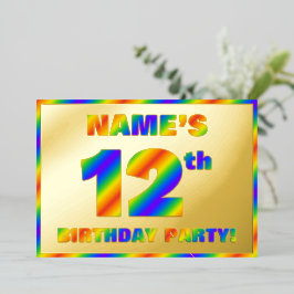 12e verjaardag van de geboorte - Fun, regenboogspe Folie Uitnodiging