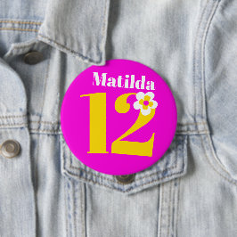 12e verjaardag van de geboorte meisjes roze geel w ronde button 4,0 cm