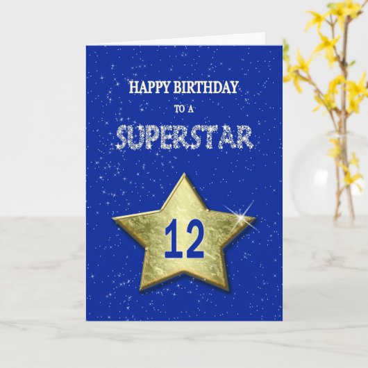 12e verjaardag van een superster kaart (Gele Bloem)