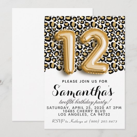 12e verjaardag van het dagblad Leopard Animal Prin Kaart (Voorkant / Achterkant)