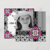 12e verjaardag van het meisje Damask Invites Kaart (Voorkant / Achterkant)
