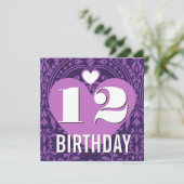 12e verjaardag van het Paarse Damask V20 Kaart (Staand voorkant)