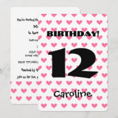 12e verjaardag van meisjes Aangepaste naam Modern  Kaart (Voorkant / Achterkant)