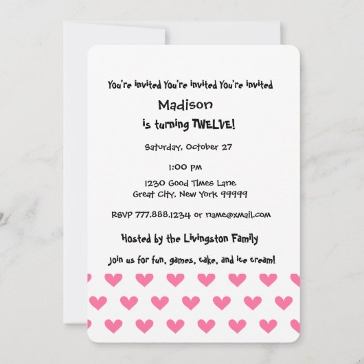 12e verjaardag van meisjes Aangepaste naam Modern Kaart (Achterkant)