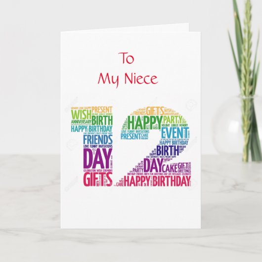 **12e VERJAARDAG VAN MIJN LEUKE NICHTJE** Kaart (Voorkant)