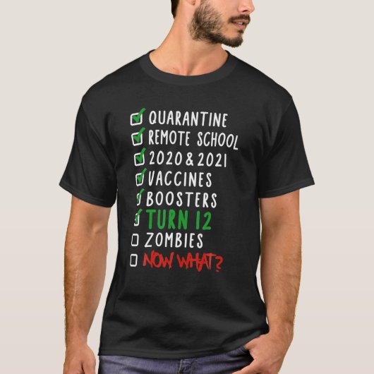 12e verjaardag van Quarantine Remote School Zombie T-shirt (Voorkant)