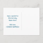 12e verjaardag: Vet, Vun, eenvoudig, regenboog 12 Briefkaart (Achterkant)