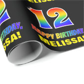 12e verjaardag: Vet, Vun, eenvoudig, regenboog 12 Cadeaupapier (Rol Hoek)