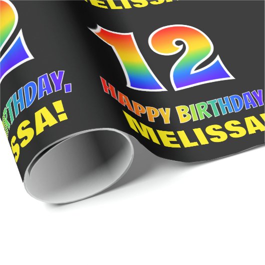 12e verjaardag: Vet, Vun, eenvoudig, regenboog 12 Cadeaupapier (Rol Hoek)