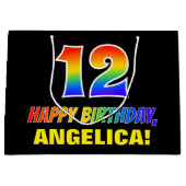 12e verjaardag: Vet, Vun, eenvoudig, regenboog 12 Groot Cadeauzakje (Voorkant)