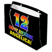 12e verjaardag: Vet, Vun, eenvoudig, regenboog 12 Groot Cadeauzakje (Achterkant Gekanteld)