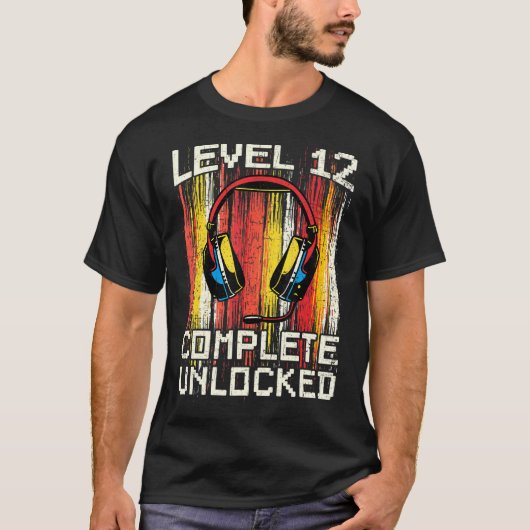 12e verjaardag Video Gamer Level 12 Complete Unloc T-shirt (Voorkant)