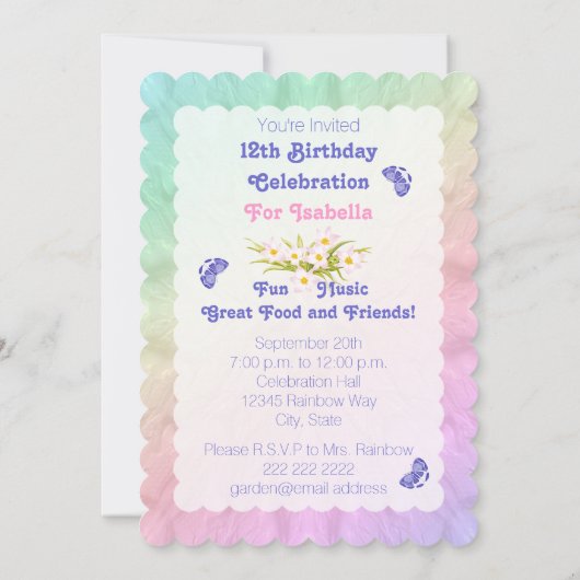 12e verjaardag Vloertuinen Kaart (Achterkant)