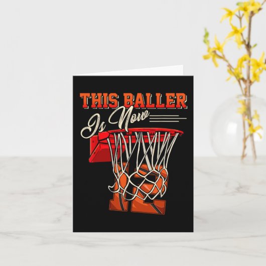 12e verjaardag voor Boy Basketbal 12 jaar oud Kind Kaart (Gele Bloem)