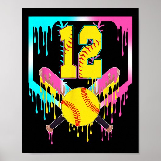 12e Verjaardag Zachte Thuisplaat Drip Ijs 12 Jaar Poster (Voorkant)