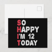 12e verjaardag Zo blij dat ik vandaag 12 ben Grapp Briefkaart (Voorkant / Achterkant)