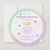 12e verjaardagsfeest Butterfly Rainbow Uitnodiging (Achterkant)