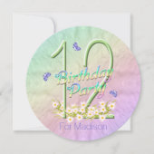 12e verjaardagsfeest Butterfly Rainbow Uitnodiging (Voorkant)