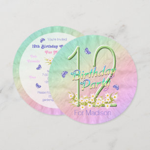 12e verjaardagsfeest Butterfly Rainbow Uitnodiging