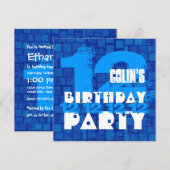 12e Verjaardagsfeest Grunge BLUE Z12B Kaart (Voorkant / Achterkant)