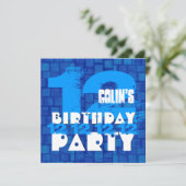 12e Verjaardagsfeest Grunge BLUE Z12B Kaart (Staand voorkant)
